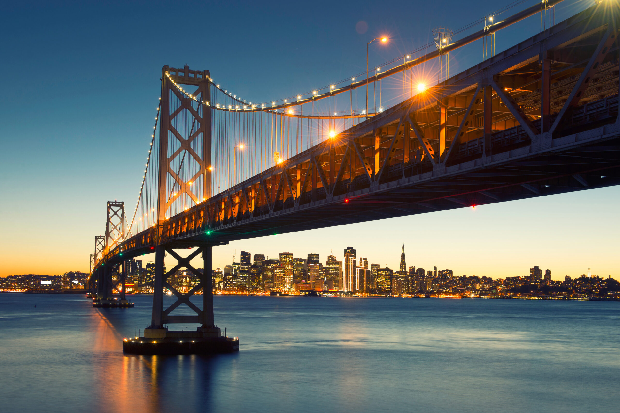 Bay Bridge, San Francisco Skyline, Downtown San Francisco, Calif